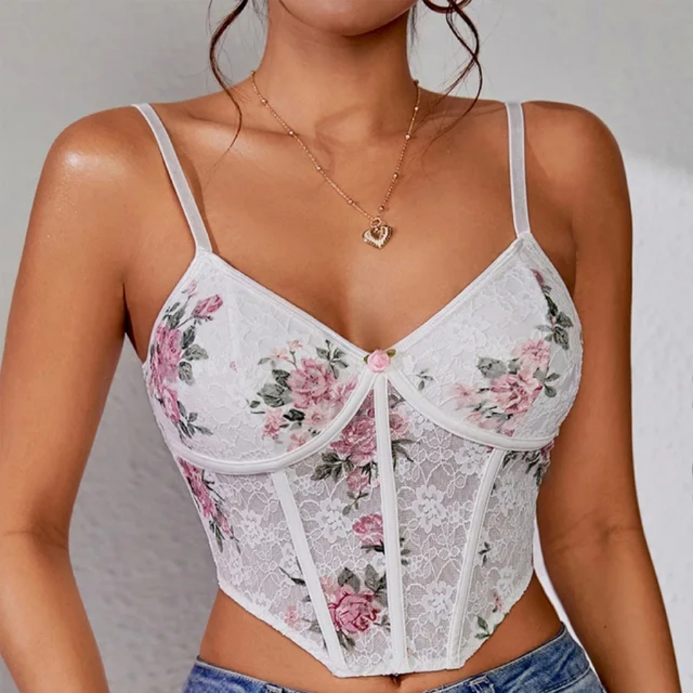 Soft stretchy floral bralette croptop